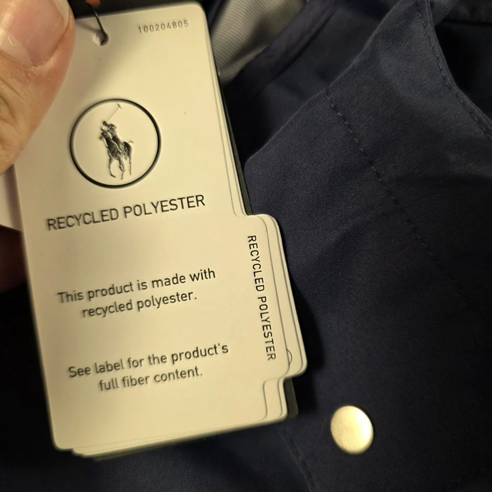 RLX Ralph Lauren Packable Performance Hooded‎ Rain Jacket Womens L Vented Blue